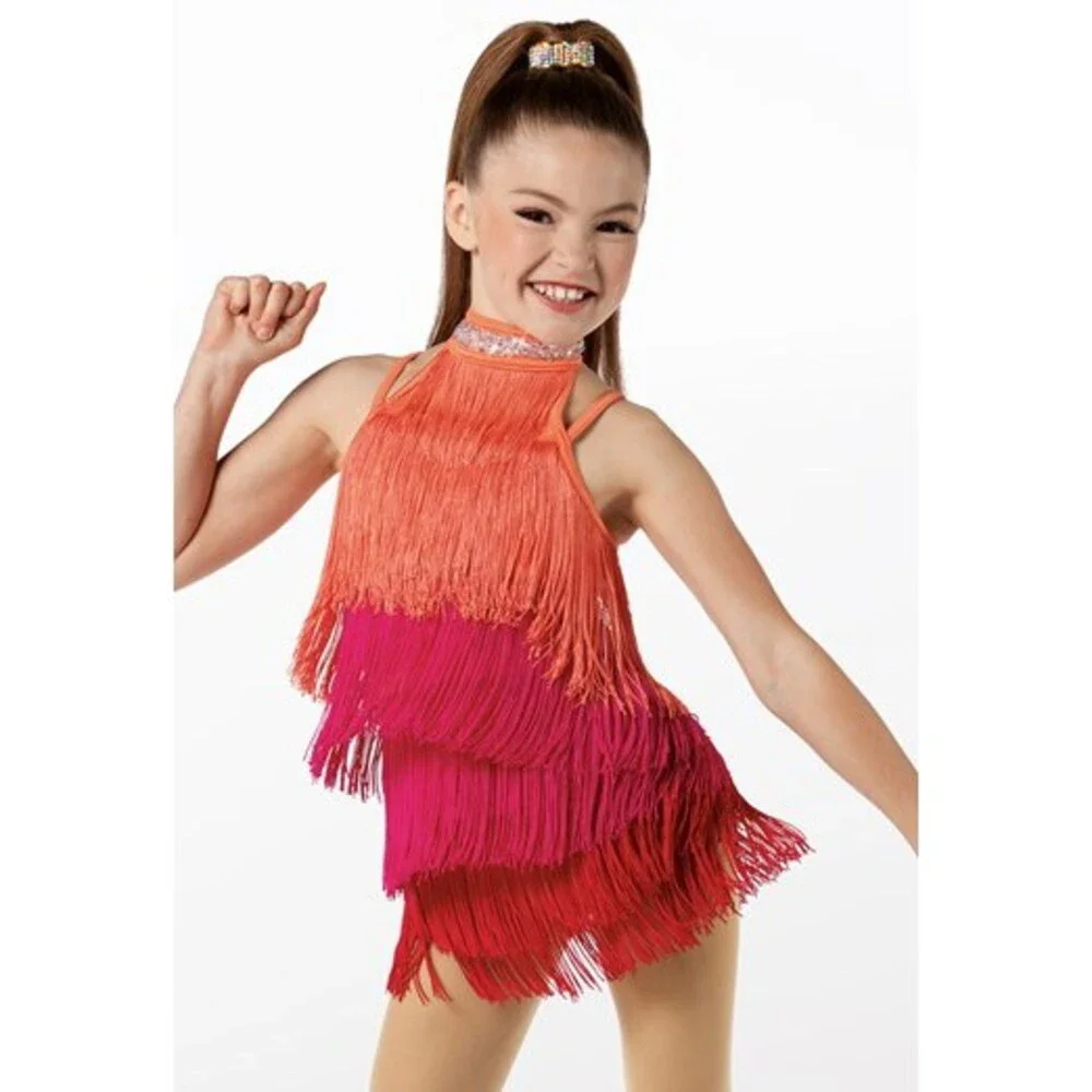 Pre-Owned Dance Costume Weissman 14338 XS Child Purple Fringe Jazz Tap Sequin